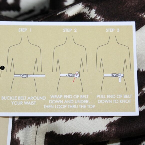 Michael Kors $150 6 Brown Ivory Belt Cut Out Zip Cotton Blend Dress - Picture 6 of 10